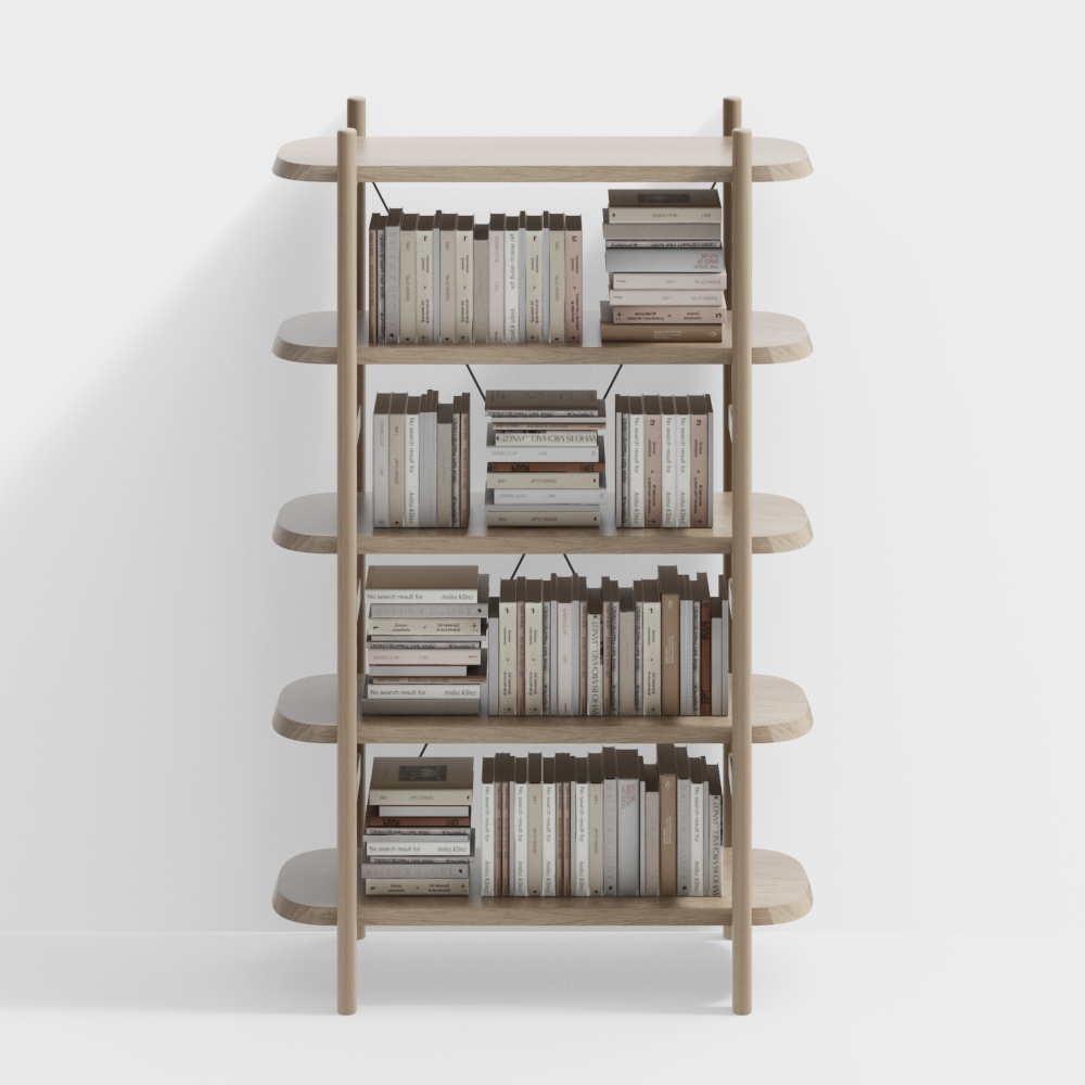 Stylish Low-Poly Bookshelf 3D Model – Wood Texture Design