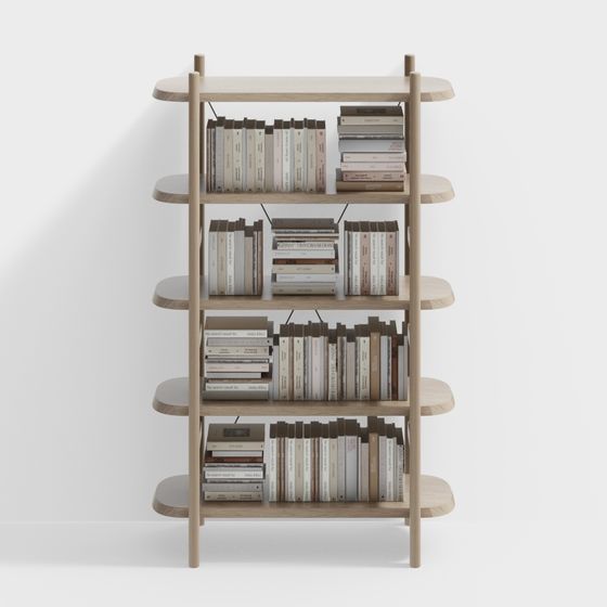 Stylish Low-Poly Bookshelf 3D model