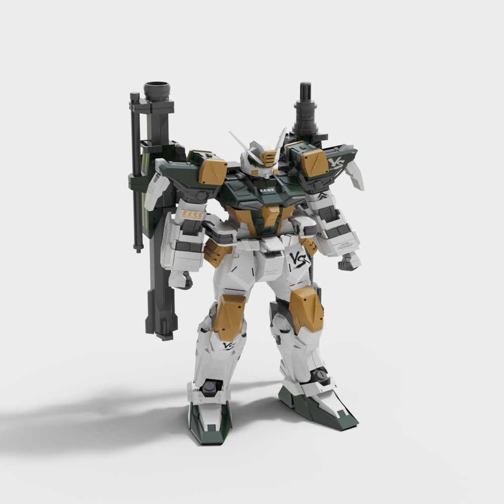 Futuristic Low-Poly Robot Warrior 3D model