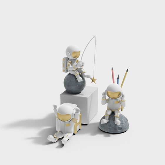 Astronaut Fishing on the Moon 3D model