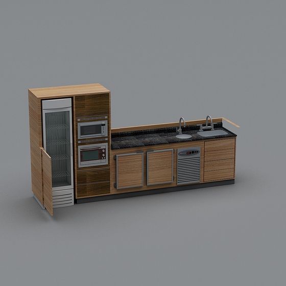 Stylish Low-Poly Kitchen Cabinet 3D model
