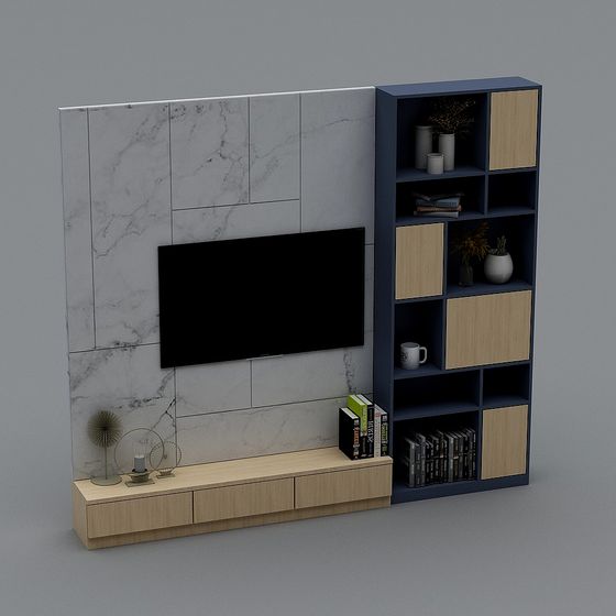 Stylish Low-Poly TV Cabinet 3D model for Modern Homes