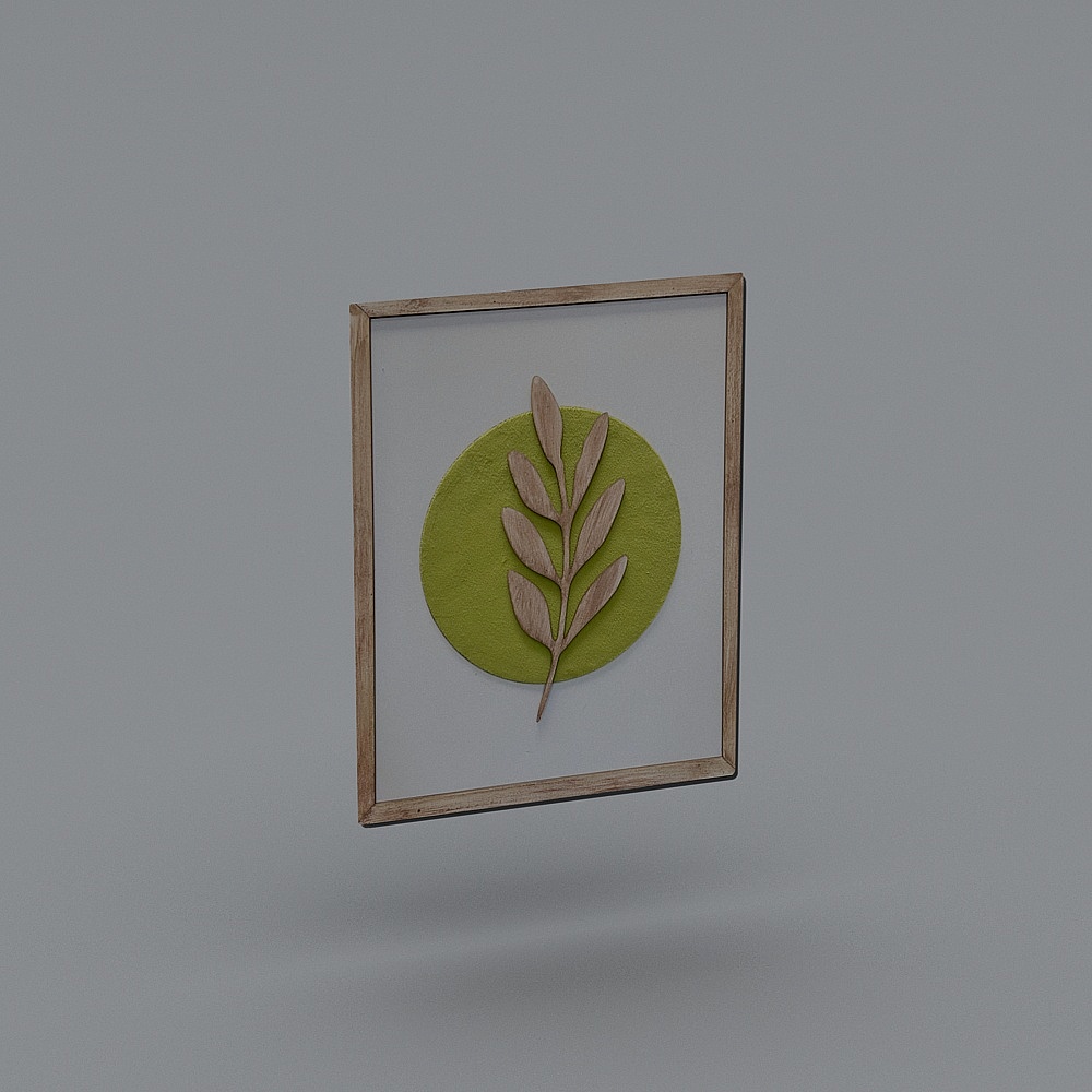 Natural Inspired Low-Poly 3D Model with Wooden Frame