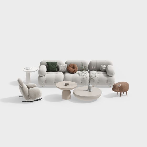 Cozy Living Room Set 3D model for Elegant Spaces