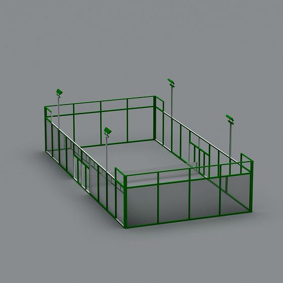 Industrial Fence 3D Model - Low Polygon Style