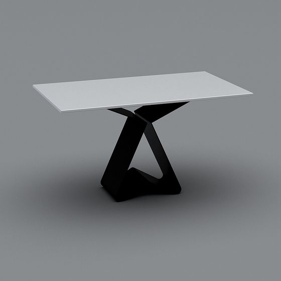 Stylish Streamlined Dining Table 3D model for Modern Spaces