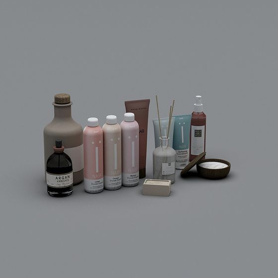 Elegant Bathroom Accessories Set 3D model