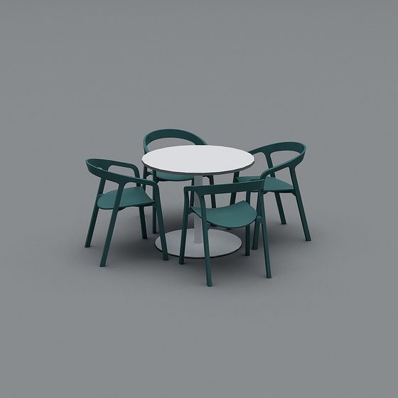 Elegant Low-Poly Round Table and Chairs 3D model