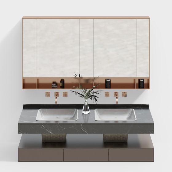 Modern Minimalist Bathroom Cabinet 3D model