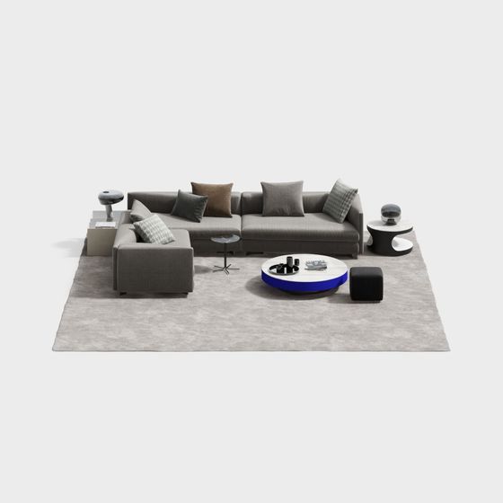 Modern Low-Poly Sofa Set 3D model