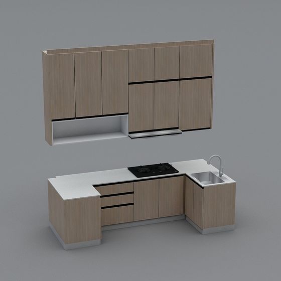 Modern Low-Poly Kitchen Design 3D model