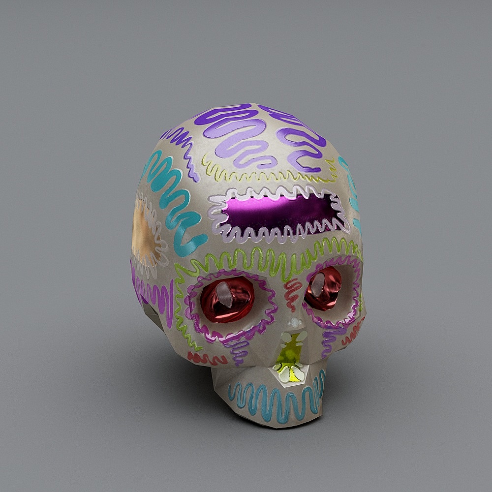 Vibrant Day of the Dead Skull 3D model