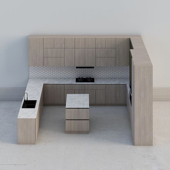 Minimalist Kitchen 3D model Design