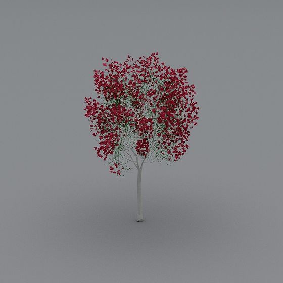 Vibrant Red Leaf Tree 3D model for Creative Projects