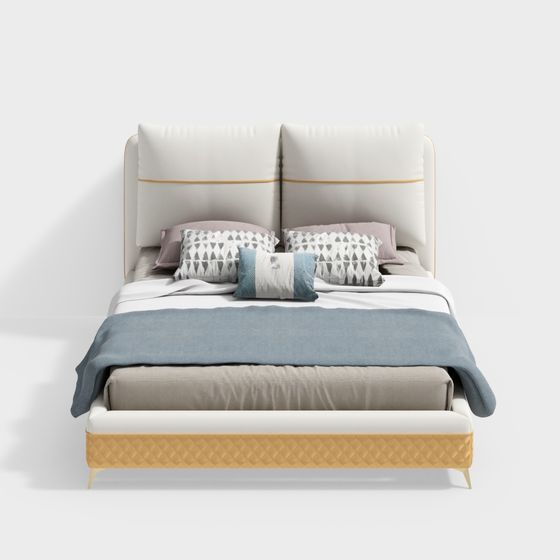 Stylish Scandinavian Bed 3D Model for Modern Interiors