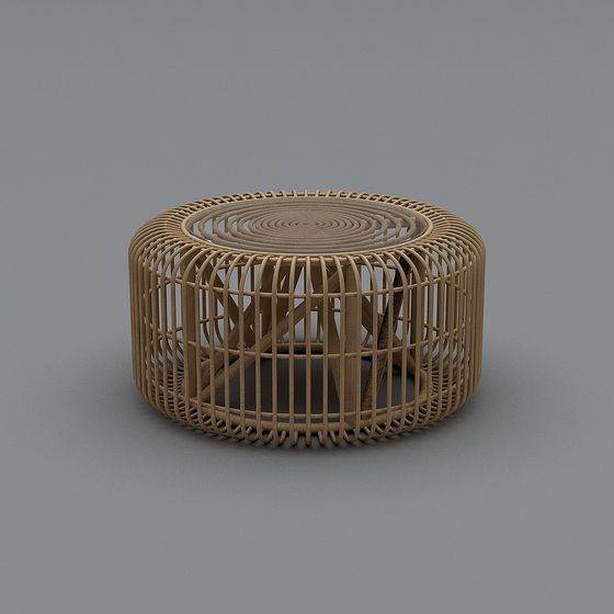 Charming Round Rattan Table 3D model