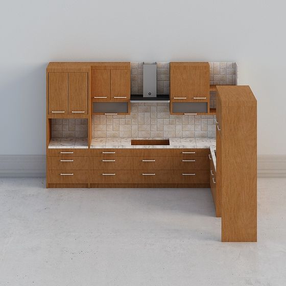 Elegant Kitchen Cabinet 3D model for Contemporary Design