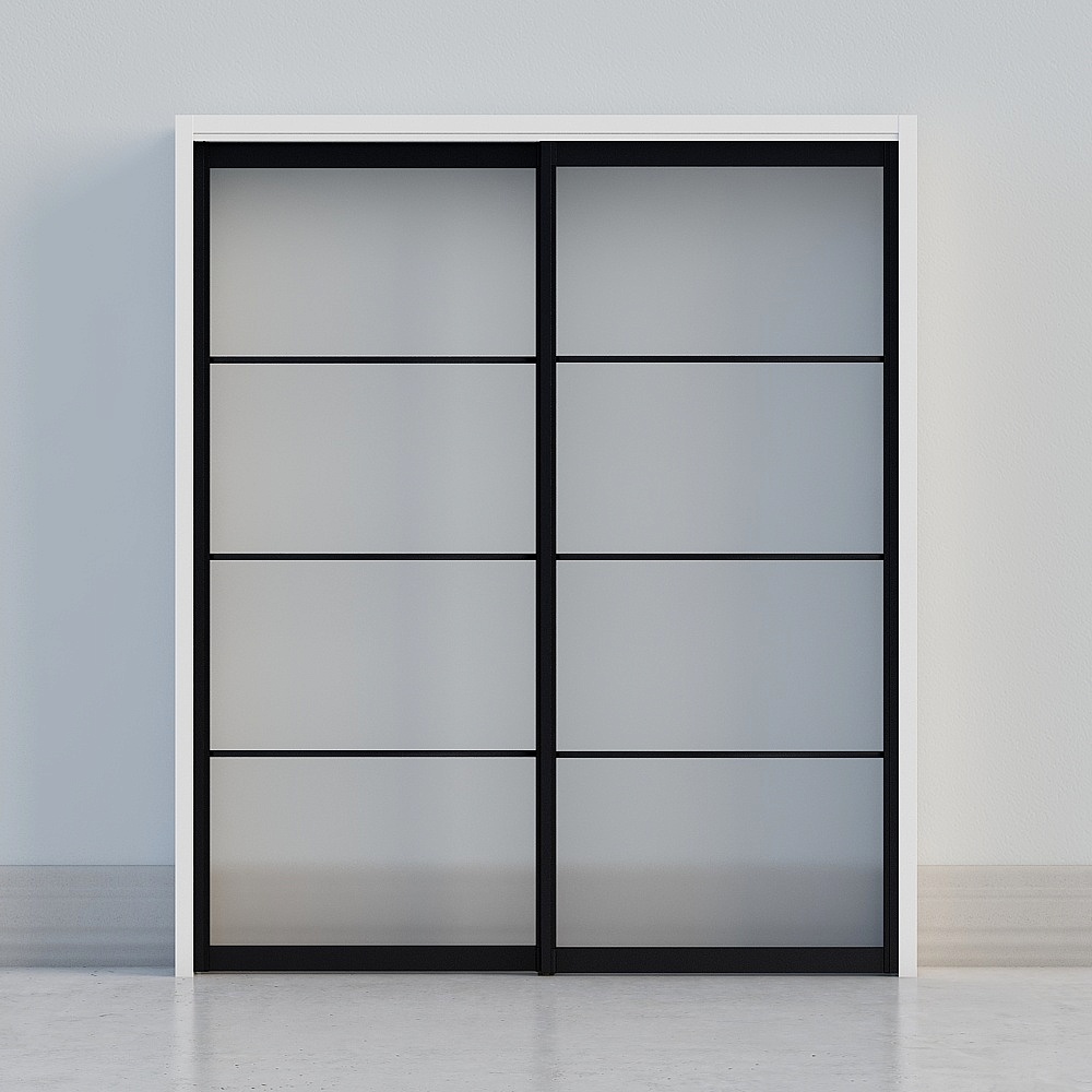 современная двойная дверь с окнами