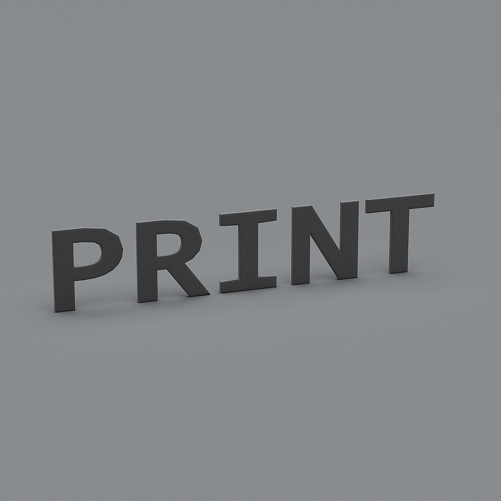 Modern Low-Poly 3D Model 'PRINT' for Creative Projects
