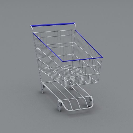 Sleek Low-Poly Shopping Cart 3D model for Creative Projects