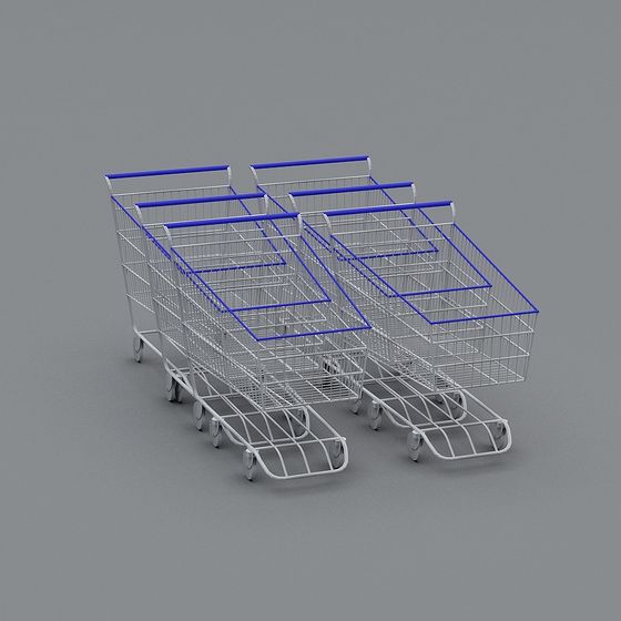 Stylish Low-Polygon Shopping Cart 3D model