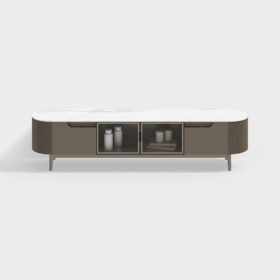 Elegant Oval TV Cabinet 3D model for Modern Interiors