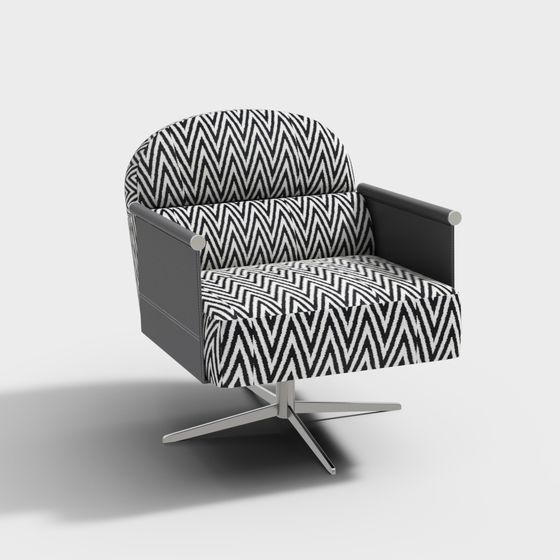 Elegant Low-Poly Black and White Armchair 3D model