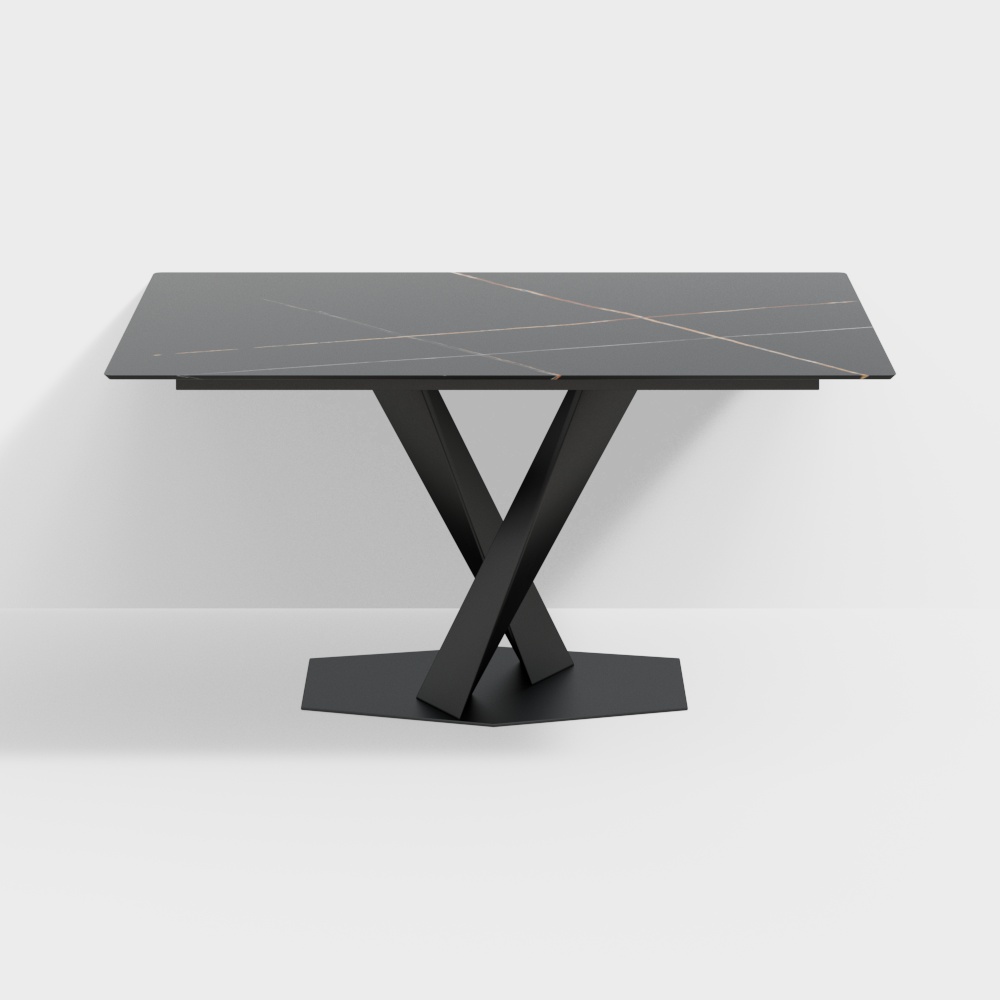 17501 Esstisch schwarz gold