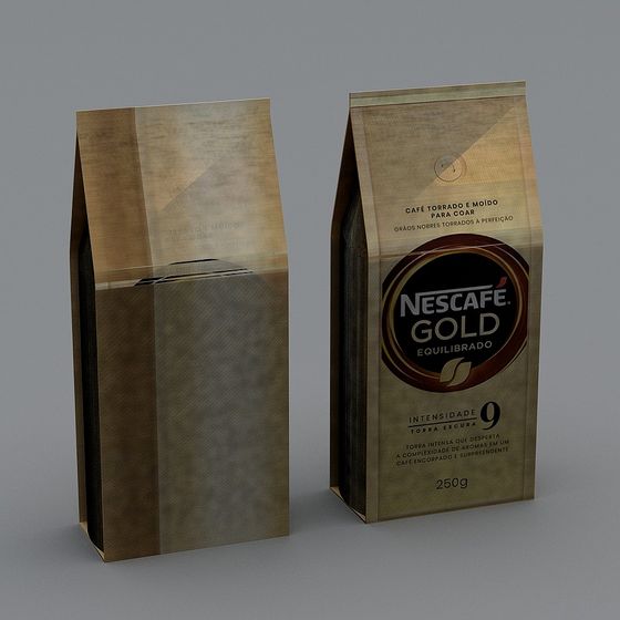Elegant Nescafé Gold Coffee Packaging Bag 3D Model