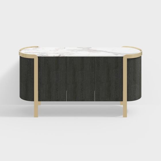 Elegant Curved Sideboard 3D model