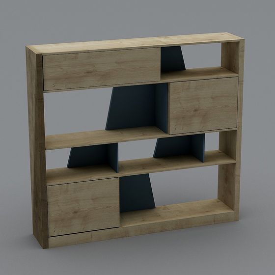 Modern Minimalist Low-Poly Bookshelf 3D model
