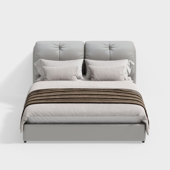 Elegant Low-Poly Bed 3D Model for Modern Interiors