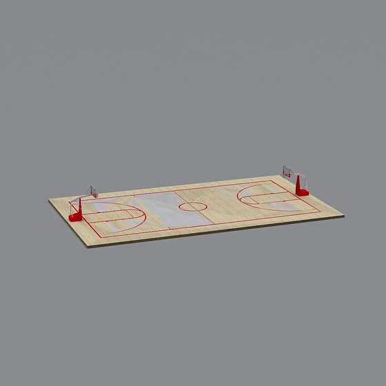 Low-Poly High-Detail Basketball Court 3D model