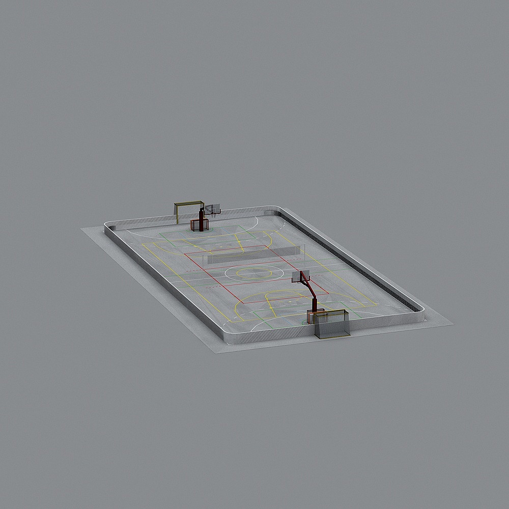 Low-Poly Detailed Basketball Court 3D model