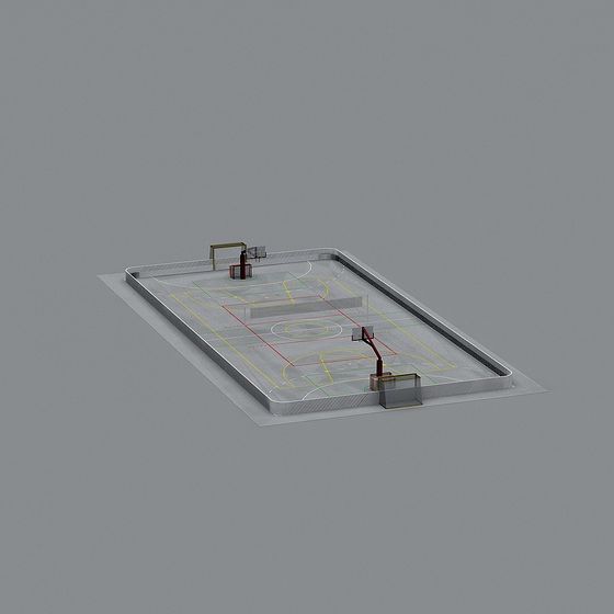 Low-Poly Detailed Basketball Court 3D model