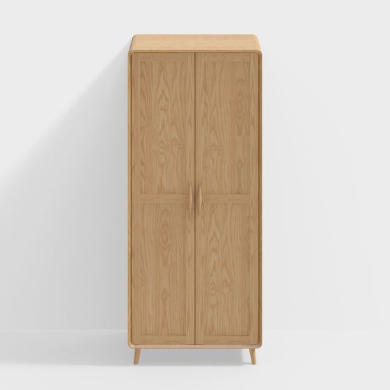 Minimalist Wooden Wardrobe 3D model