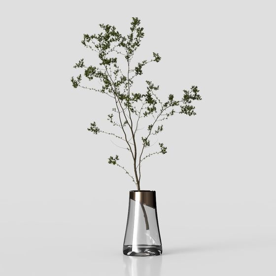 Nature's Elegance in a Glass Vase 3D model