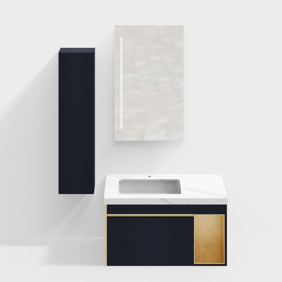 Elegant Black Bathroom Cabinet 3D model