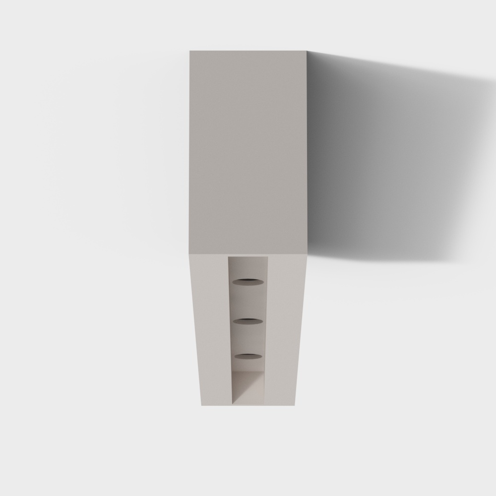Modern white ceiling light fixture with three round bulbs on white background
