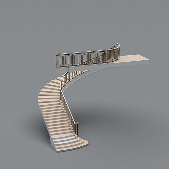 Elegant Curved Staircase 3D model