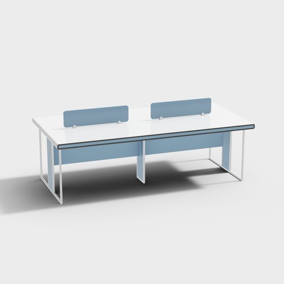 Modern Minimalist Double Desk 3D model