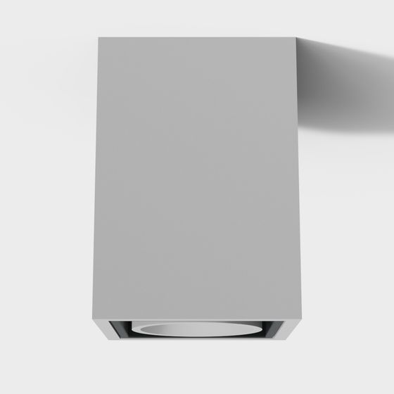 Modern square grey ceiling light fixture with round bulb on white background