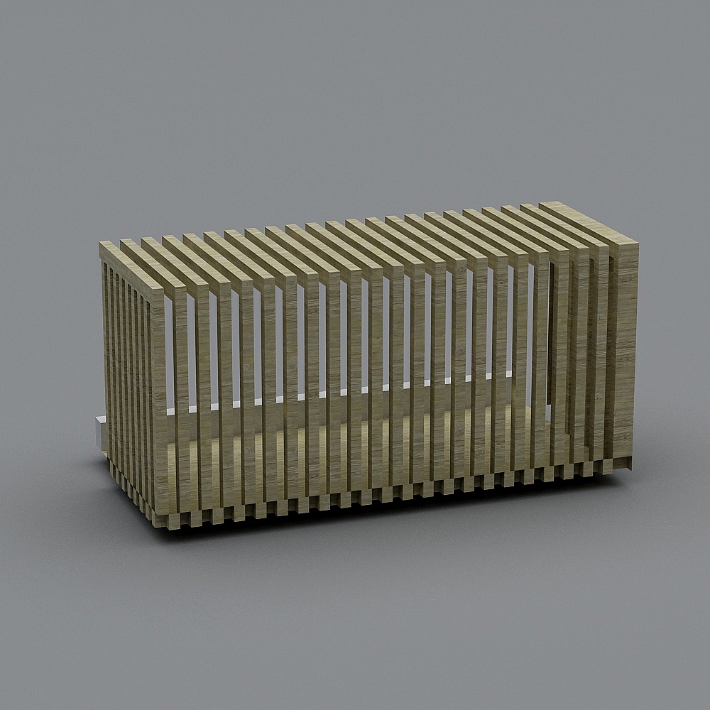 Wooden Fence Low-Poly 3D model