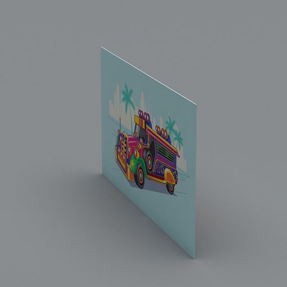 Vibrant Tropical-Themed Low Polygon Bus 3D model