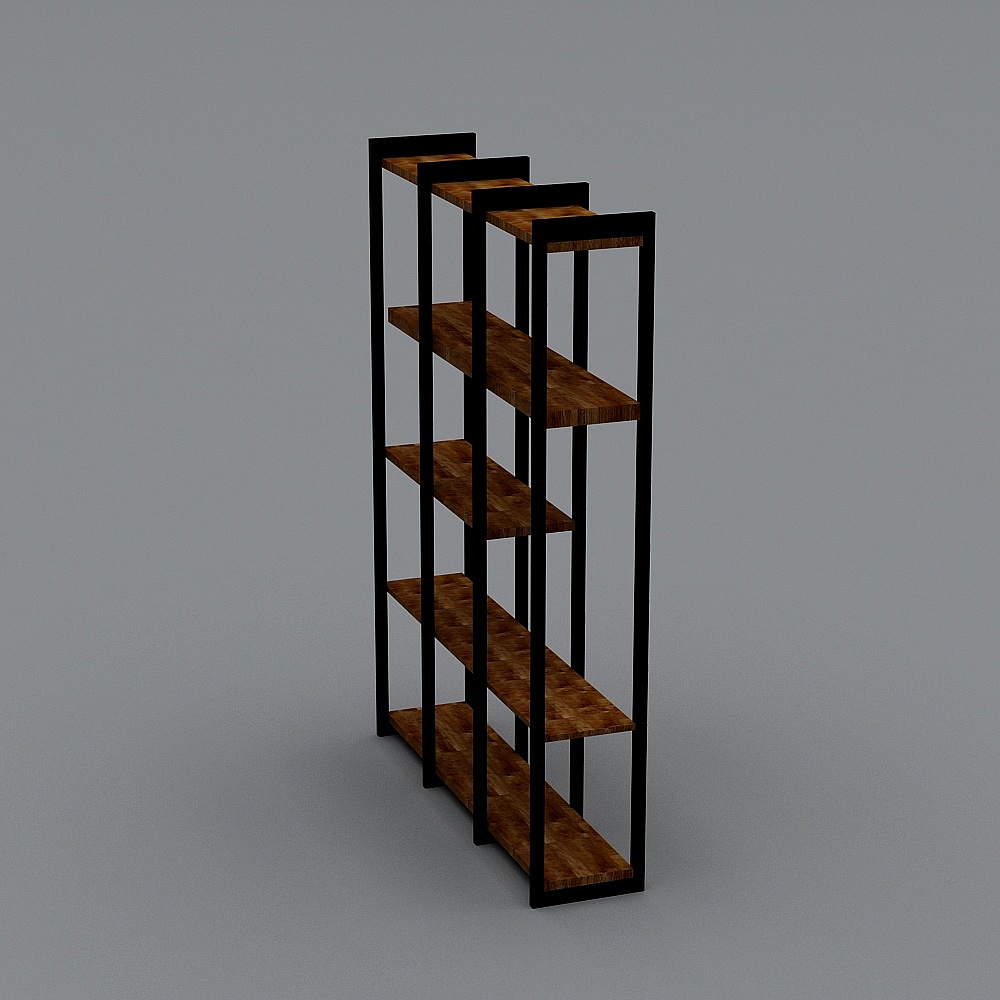 Stylish Industrial Bookshelf 3D model for Modern Spaces