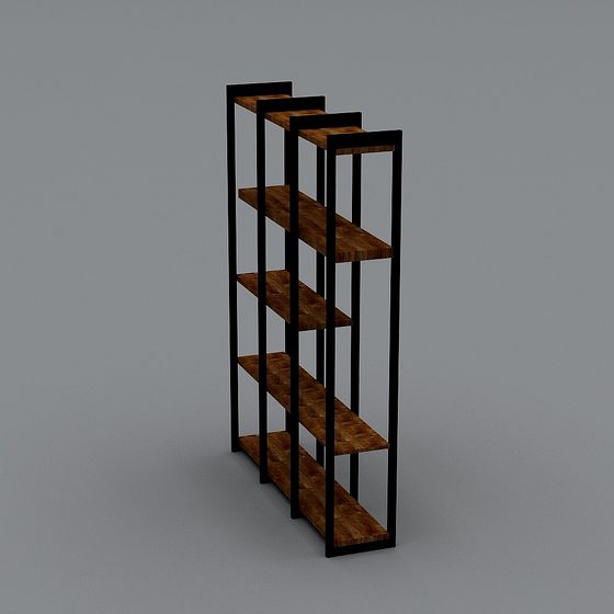 Stylish Industrial Bookshelf 3D model for Modern Spaces