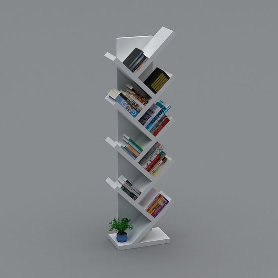 Modern Low-Poly Bookshelf 3D model