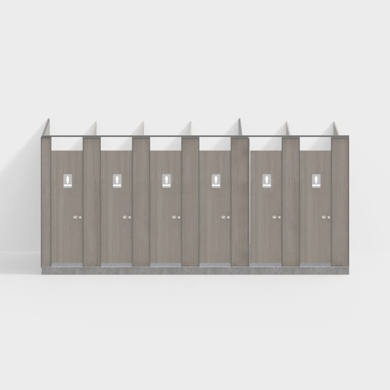 Minimalist Public Toilet Stall 3D model