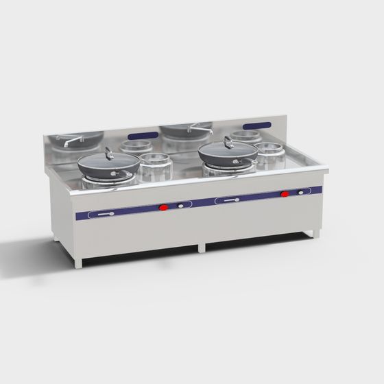 Realistic Commercial Gas Stove 3D model for Modern Kitchens