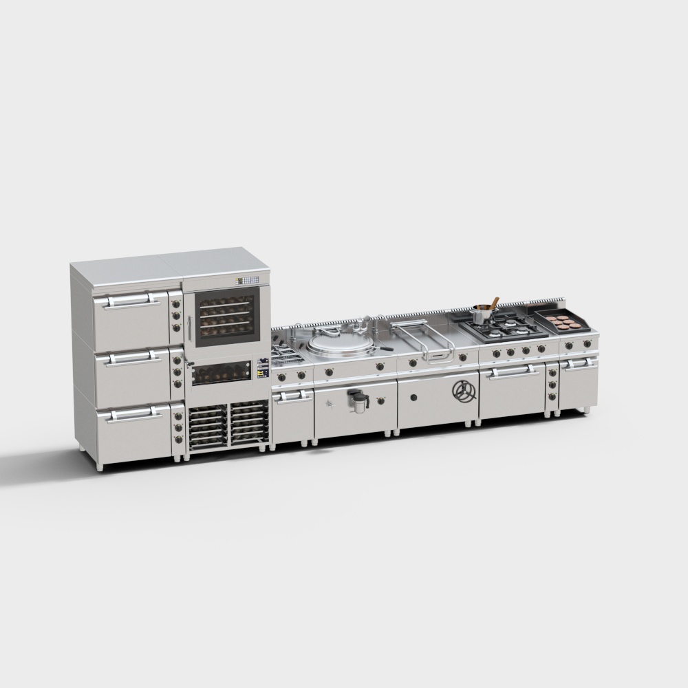 Commercial kitchen stove combination